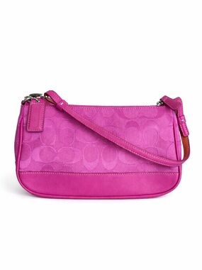 6094 Y2K Coach Signature Hot Pink Demi SoHo Shoulder Baguette